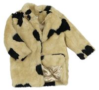 Béžový kožušinový zateplený kabát so srdiečkami River Island