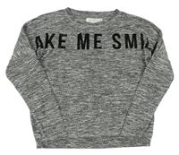 Sivé melírované úpletové tričko s nápisom H&M