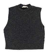 Černý třpytivý pruhovaný crop top Matalan