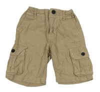 Hnedo-bielo-modré kockované chino cargo kraťasy