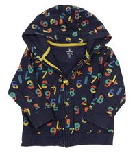 Tmavomodrá prepínaci mikina s číslami a kapucňou Mothercare