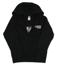Čierna prepínaci mikina s nápisom a kapucňou
