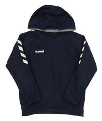 Tmavomodrá mikina s nápisem a kapucí Hummel
