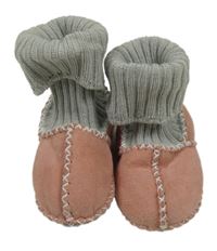 Starorůžovo-šedé velurovo/pletené capáčky vel. 18