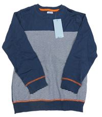 Nové - Tmavomodro-bílý svetr s pruhy F&F