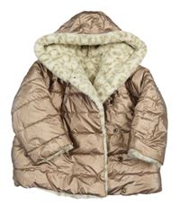 Bronzová šusťáková zimní oboustranná bunda s kapucí