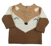 Hnedo-biely sveter s líškou F&F