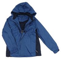 Modro-tmavomodrá šušťáková jarná funkčná bunda s kapucňou Crivit