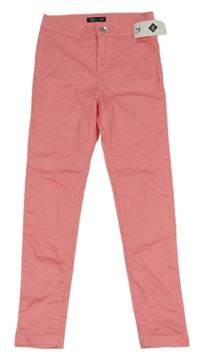 Nové - Růžové plátěné skinny kalhoty Tex