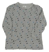 Šedo-černé pruhované triko s dinosaury Topolino