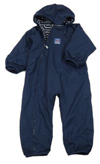 Tmavomodrá šušťáková zateplená kombinéza s kapucňou Jojo Maman Bébé