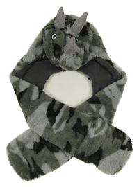 Šedá army chlupatá čepice se šálou - drak George