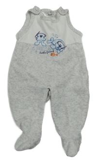 Světlešedo-bílé žebrované saemtové dupačky so psem a tuleněm Ergee