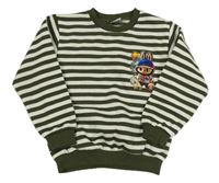 Kaki-biela pruhovaná mikina s Labubu