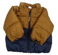 Hnědo-tmavomodrá šusťáková zimní bunda H&M