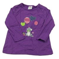 Fialové tričko s myškou a balónky S. Oliver