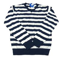 Nové - Tmavomodro-biely pruhovaný sveter Tex