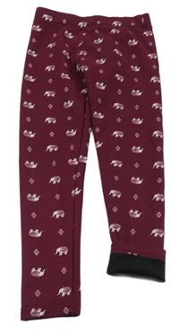 Vínové zateplené legíny se slony