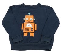 Tmavomodrá mikina s robotom Next