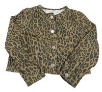 Hnedá rifľová crop bunda s leopardím vzorom H&M