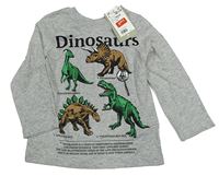Nové - Šedé melírované triko s dinosaury H&M
