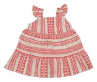 Bielo-tmavoružové vzorované plátenné šaty F&F