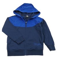 Tmavomodro-zafírová prepínaci mikina s kapucňou Pocopiano