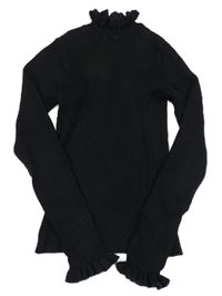 Čierny rebrovaný svetrový rolák Next