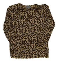 Hnědo-černé žebrované triko s leopardím vzorem Next