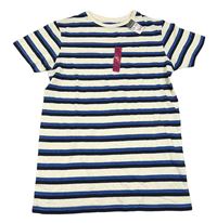 Nové - Smetanovo-modro-černé pruhované tričko Primark