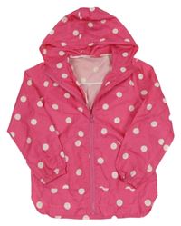 Tmavorůžová puntíkatá šusťáková bunda s kapucí Next