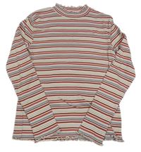 Smetanovo-barevné pruhované žebrované triko Yigga