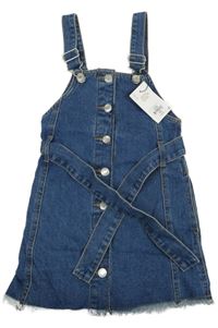 Nové - Modré riflové propínací laclové pinny šaty s páskem Denim Co.