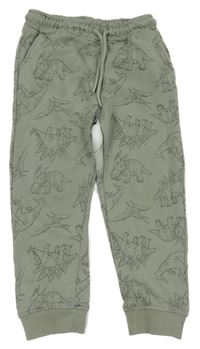 Zelenošedé tepláky s dinosaury Matalan