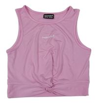 Ružový športový crop top s uzlom Bekkin'