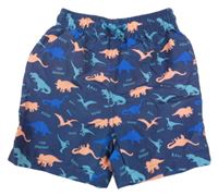 Tmavomodré plážové kraťasy s dinosaurami Kiki&Koko