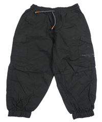 Černé plátěné cuff kalhoty River Island