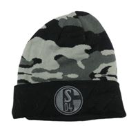 Černo-šedá army pletená čepice s nášivkou 