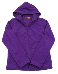 Fialová fleecová propínací mikina s kapucí 