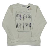 Nové - bílá mikina s květinami Primark