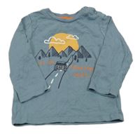 Šedomodré triko s autem a nápisem F&F