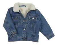 Modrá zateplená rifľová bunda s králikom