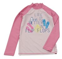 Světlerůžové UV triko s nápisy 