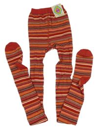 Nové - Červeno-oranžové pruhované pančuchy