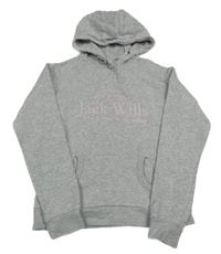 Sivá melírovaná mikina s nápisom a kapucňou Jack Wills