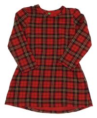 Červeno-čierne kockované šaty Benetton