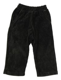 Antracitové rebrované zamatové nohavice zara