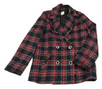 Černo-červený kostkovaný podšitý kabát River Island