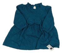 Nové - tmavozelené vzorované šaty s mašlí dunnes