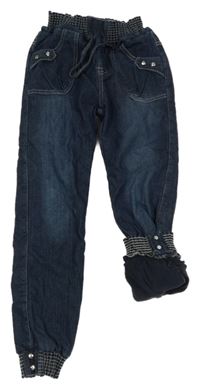 Tmavomodré cuff podšité rifle s kapsami